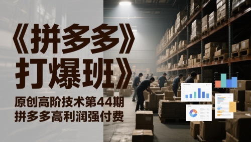 《拼多多打爆班》原创高阶技术第44期，拼多多高利润强付费-蚂蚁汇资源分享项目网