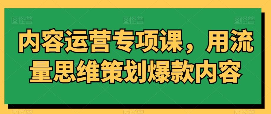 内容运营专项课，用流量思维策划爆款内容-蚂蚁汇资源分享项目网