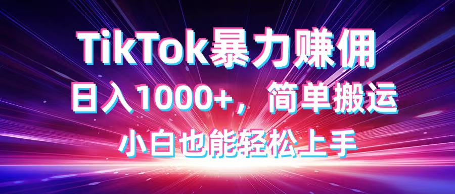 TikTok搬运暴力赚佣，日入1000+，简单搬运，小白也能轻松上手-蚂蚁汇资源分享项目网