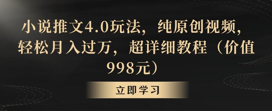 小说推文4.0玩法，纯原创视频，轻松月入过万，超详细教程(价值998元)【揭秘】-蚂蚁汇资源分享项目网