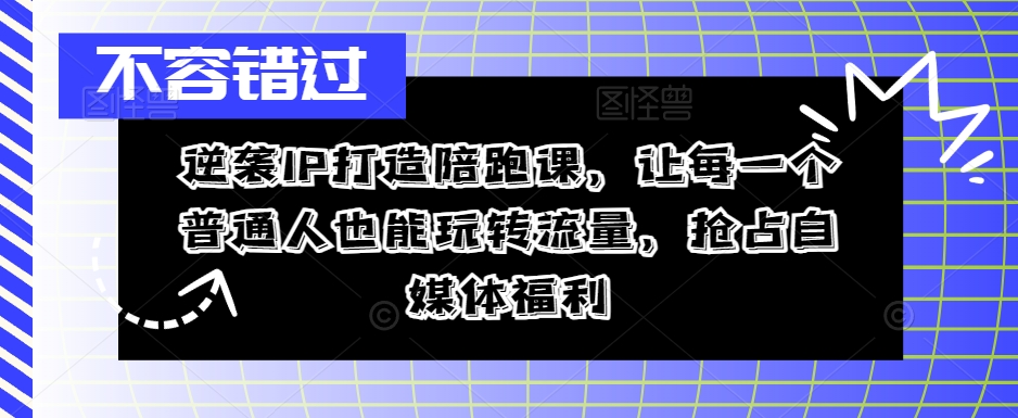 逆袭IP打造陪跑课，让每一个普通人也能玩转流量，抢占自媒体福利-蚂蚁汇资源分享项目网