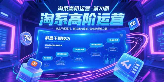 淘系高阶运营-第70期，标品干爆技巧，解决难点策略，大佬操盘方法-蚂蚁汇资源分享项目网