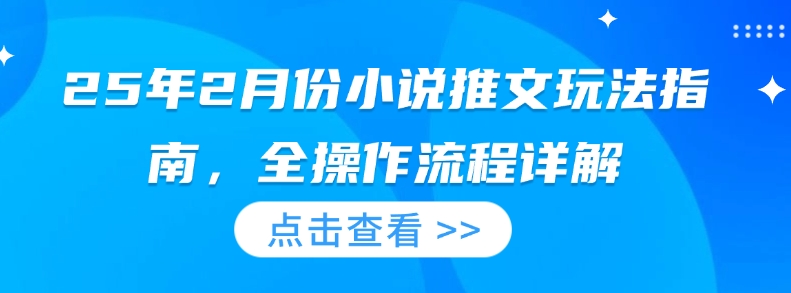 25年2月份小说推文玩法指南，全操作流程详解-蚂蚁汇资源分享项目网