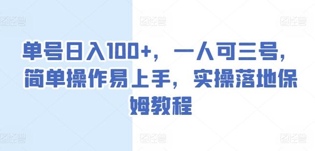 单号日入100+，一人可三号，简单操作易上手，实操落地保姆教程【揭秘】-蚂蚁汇资源分享项目网