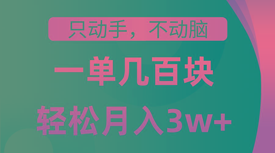 只动手不动脑，一单几百块，轻松月入3w+，看完就能直接操作，详细教程-蚂蚁汇资源分享项目网