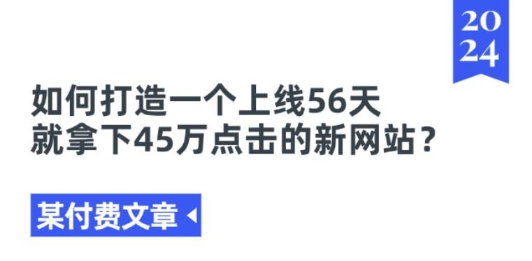 某付费文章《如何打造一个上线56天就拿下45万点击的新网站?》-蚂蚁汇资源分享项目网