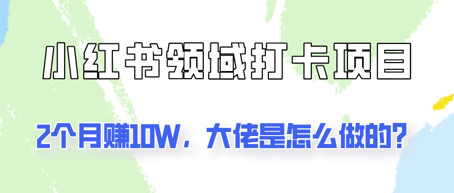 通过小红书领域打卡项目2个月赚10W,大佬是怎么做的?-蚂蚁汇资源分享项目网