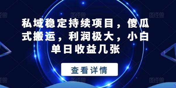 私域稳定持续项目，傻瓜式搬运，利润极大，小白单日收益几张【揭秘】-蚂蚁汇资源分享项目网