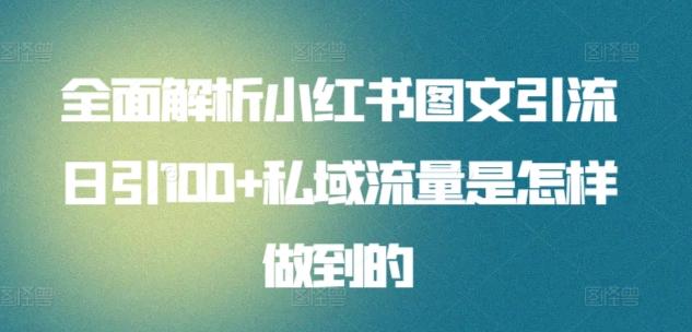 全面解析小红书图文引流日引100+私域流量是怎样做到的【揭秘】-蚂蚁汇资源分享项目网