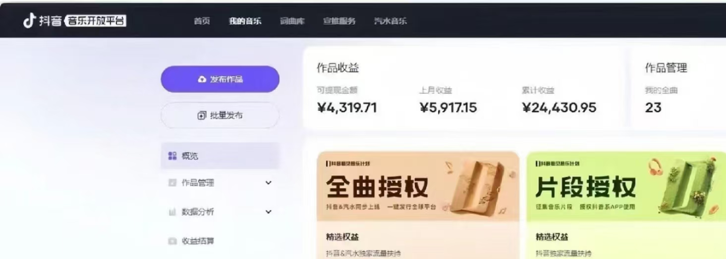 抖音汽水音乐人计划无脑月入5000+操作简单实操已落地-蚂蚁汇资源分享项目网