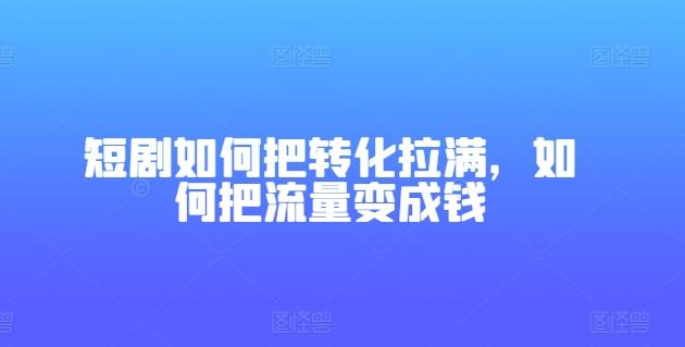 短剧如何把转化拉满，如何把流量变成钱-蚂蚁汇资源分享项目网