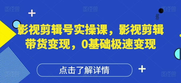 影视剪辑号实操课，影视剪辑带货变现，0基础极速变现-蚂蚁汇资源分享项目网