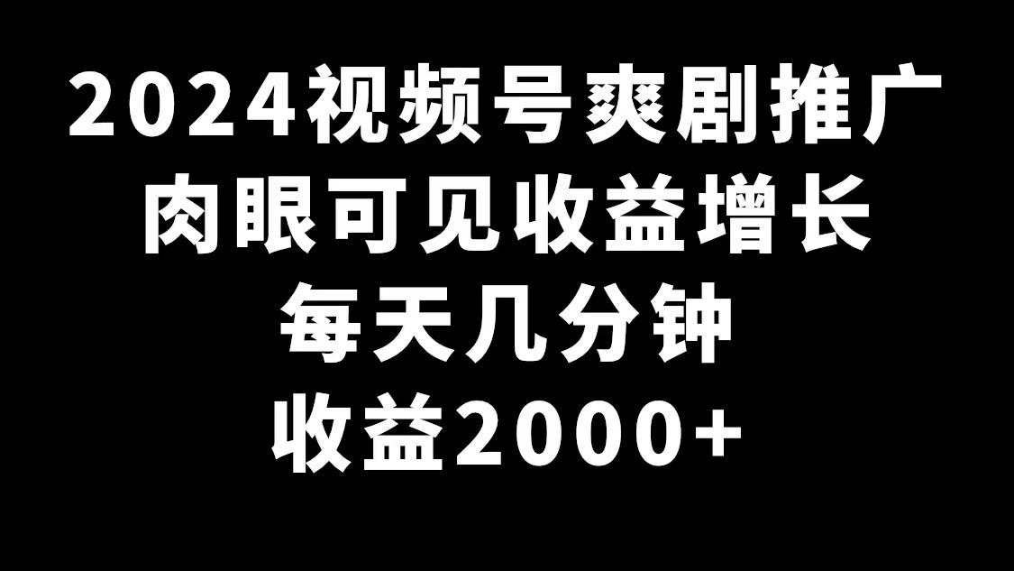 2024视频号爽剧推广，肉眼可见的收益增长，每天几分钟收益2000+-蚂蚁汇资源分享项目网