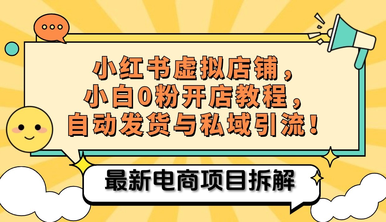 小红书电商，小白虚拟类目店铺教程，被动收益+私域引流-蚂蚁汇资源分享项目网