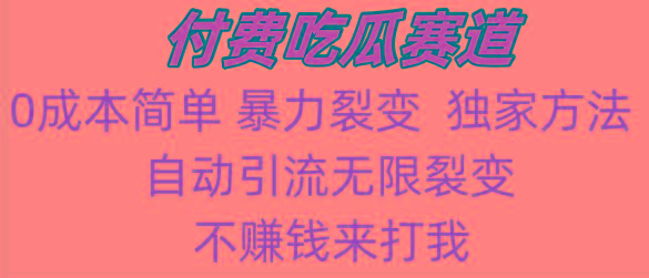 吃瓜付费赛道，暴力无限裂变，0成本，实测日入700+！！！-蚂蚁汇资源分享项目网
