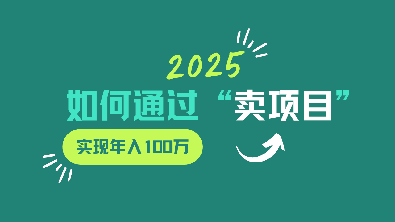 2025年如何通过“卖项目”实现年入100w-蚂蚁汇资源分享项目网