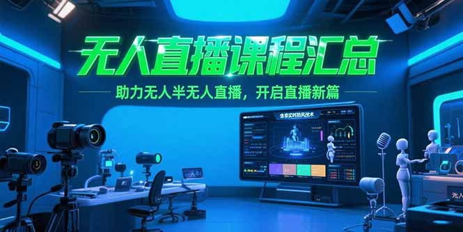 无人直播课程汇总，含非实时防风技术，助力无人半无人直播，开启直播新篇-蚂蚁汇资源分享项目网