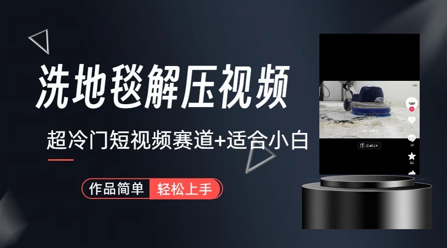 超冷门抖音赛道-清洗地毯解压视频-简单无脑怼作品-蚂蚁汇资源分享项目网