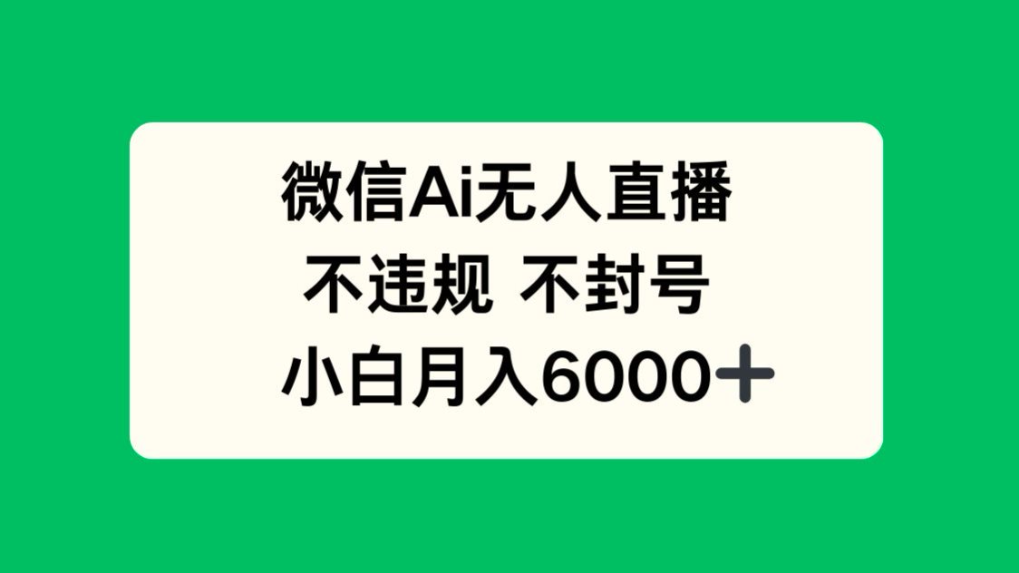 微信AI无人直播，不违规 不封号 ，小白月入6000+-蚂蚁汇资源分享项目网