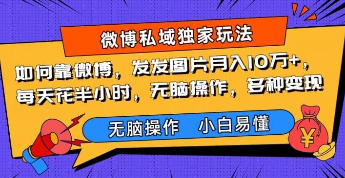 如何靠微博，发发图片月入10万+，‌每天花半小时，无脑操作，多种变现-蚂蚁汇资源分享项目网