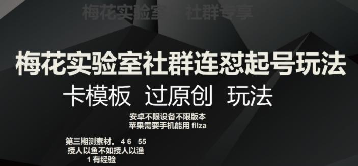 梅花实验室社群连怼起号玩法，卡模板过原创玩法【揭秘】-蚂蚁汇资源分享项目网