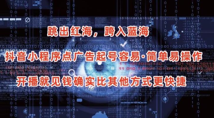 抖音小程序点广告项目，起号容易，简单易操作，开播就见有收益【揭秘】-蚂蚁汇资源分享项目网