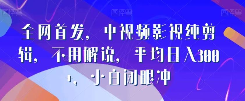 全网首发，中视频影视纯剪辑，不用解说，平均日入300+，小白闭眼冲-蚂蚁汇资源分享项目网