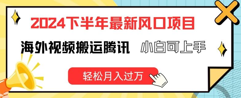 2024下半年最新风口项自，海外视频搬运腾讯，小白可上手，轻松月入过万【揭秘】-蚂蚁汇资源分享项目网