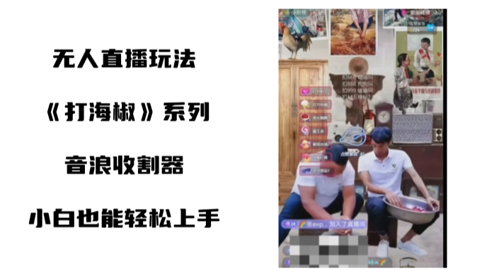 打海椒无人直播整蛊项目，小白轻松上手撸音浪收割器-蚂蚁汇资源分享项目网