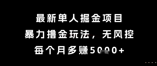 最新单人掘金项目，暴力撸金玩法，无风控，每个月多挣5k+【揭秘】-蚂蚁汇资源分享项目网