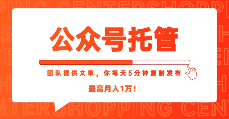 【公众号托管 】我提供文章，你每天５分钟复制发布，最高月入1W-蚂蚁汇资源分享项目网