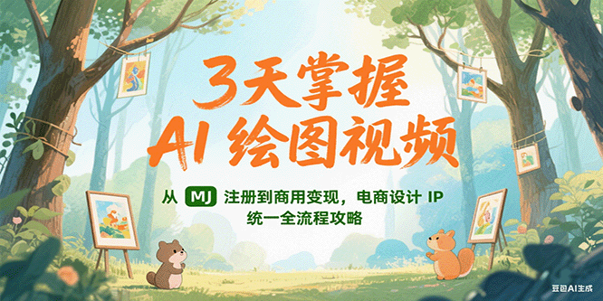 3天掌握AI绘图视频，从MJ 注册到商用变现，电商设计IP统一全流程攻略-蚂蚁汇资源分享项目网