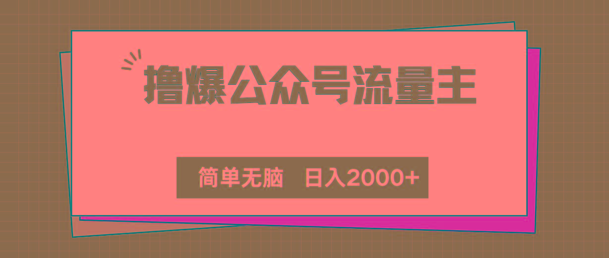 撸爆公众号流量主，简单无脑，单日变现2000+-蚂蚁汇资源分享项目网