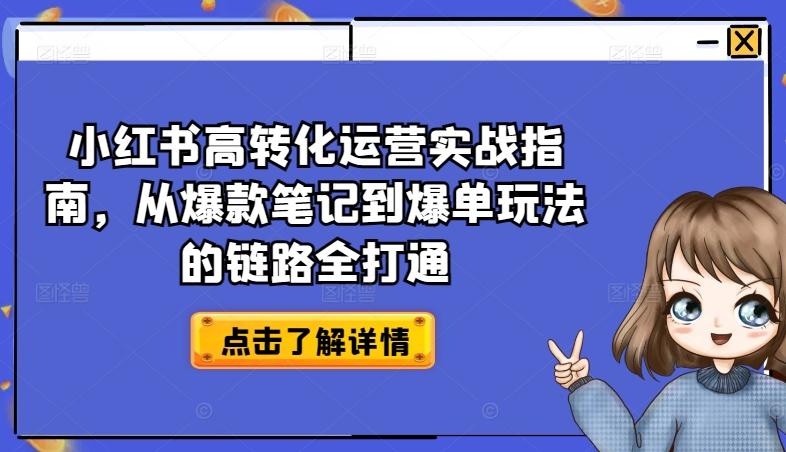 小红书高转化运营实战指南，从爆款笔记到爆单玩法的链路全打通-蚂蚁汇资源分享项目网