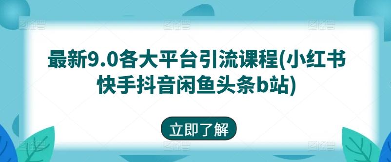 最新9.0各大平台引流课程(小红书快手抖音闲鱼头条b站)-蚂蚁汇资源分享项目网