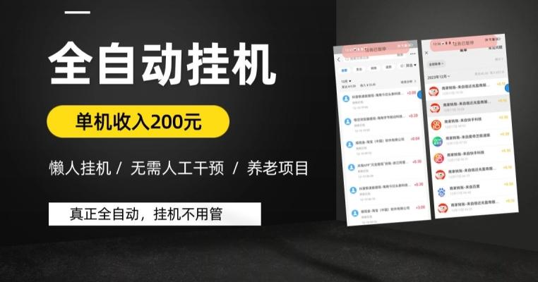 懒人挂机养老项目，全自动挂机无需人工看管，单机收入200元，可批量-蚂蚁汇资源分享项目网