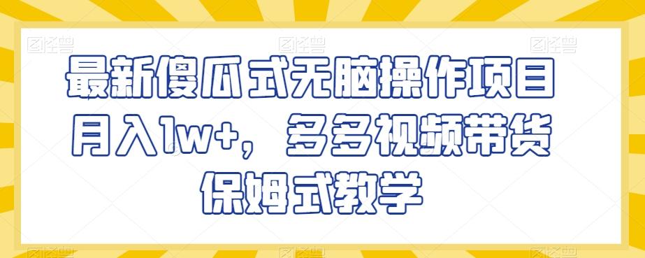 最新傻瓜式无脑操作项目月入1w+，多多视频带货保姆式教学【揭秘】-蚂蚁汇资源分享项目网
