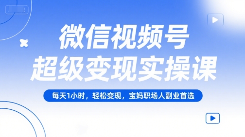 微信视频号超级变现实操课，每天1小时，轻松变现，宝妈职场人副业首选-蚂蚁汇资源分享项目网