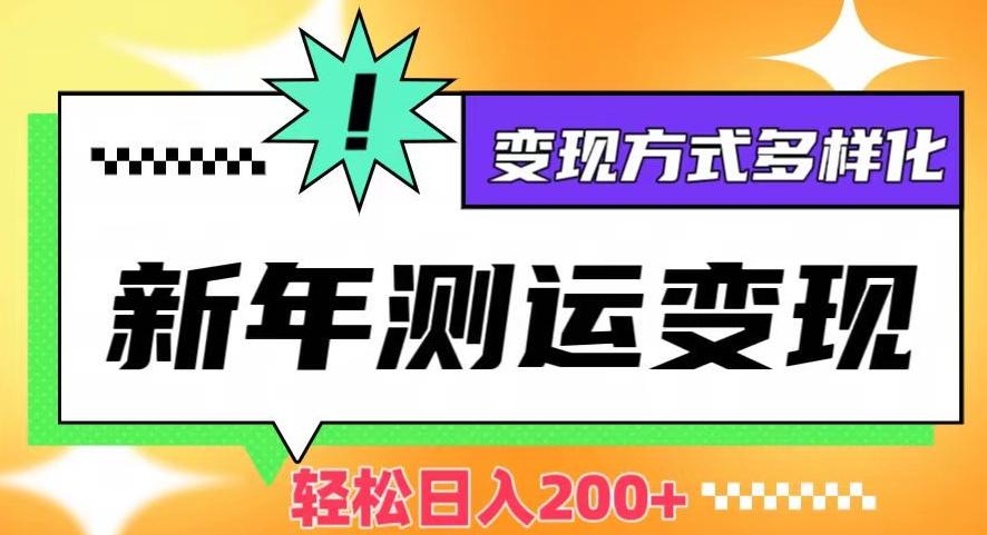 新年运势测试变现，日入200+，几分钟一条作品，变现方式多样化【揭秘】-蚂蚁汇资源分享项目网