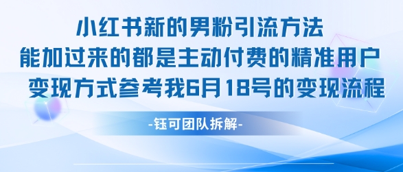 小红书全新男粉引流实操方法，日引流100多精准男粉-蚂蚁汇资源分享项目网