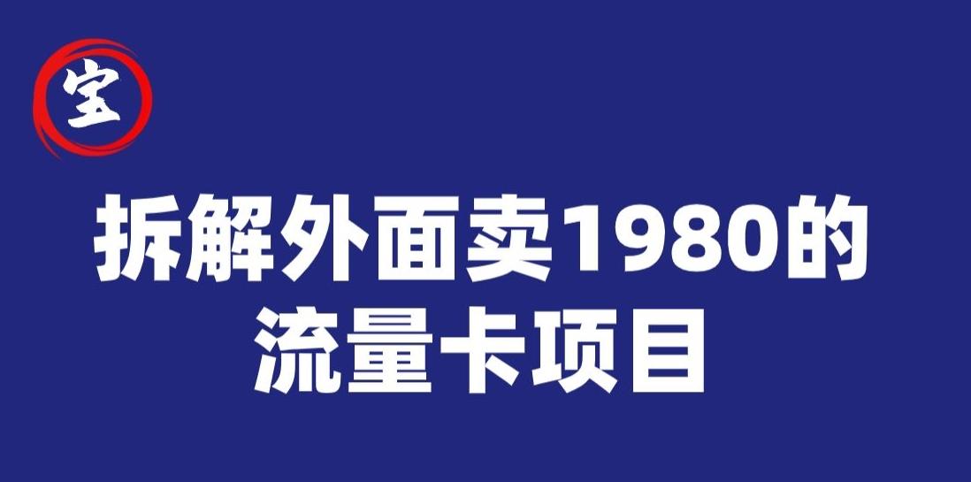 宝哥拆解外面卖1980手机流量卡项目，0成本无脑推广-蚂蚁汇资源分享项目网