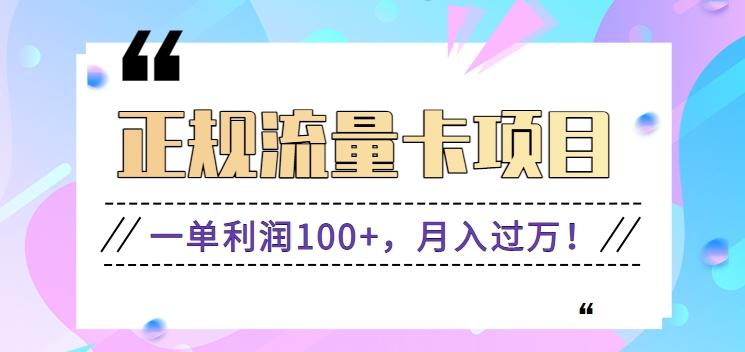 正规手机流量卡项目，一单利润100+，月入过万！人人可做(推广技术+正规渠道)-蚂蚁汇资源分享项目网