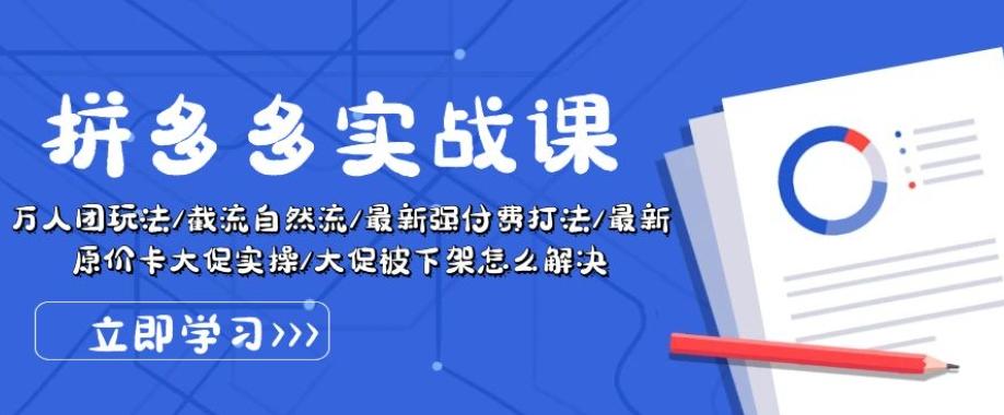 拼多多实战课：万人团玩法/截流自然流/最新强付费打法/最新原价卡大促..-蚂蚁汇资源分享项目网
