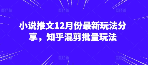 小说推文12月份最新玩法分享，知乎混剪批量玩法-蚂蚁汇资源分享项目网