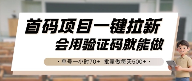 首码项目一键拉新，会用验证码就能做 单号一小时70+，批量做每天5张【揭秘】-蚂蚁汇资源分享项目网