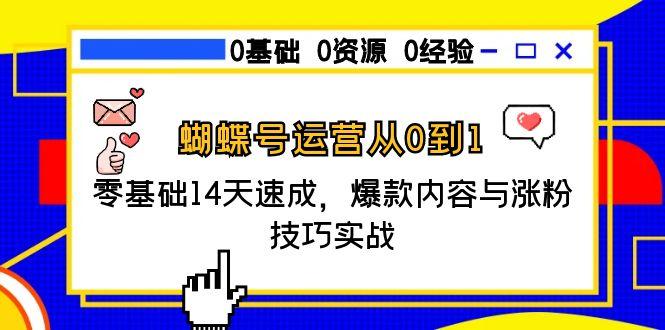 蝴蝶号运营从0到1，零基础14天速成，爆款内容与涨粉技巧实战-蚂蚁汇资源分享项目网