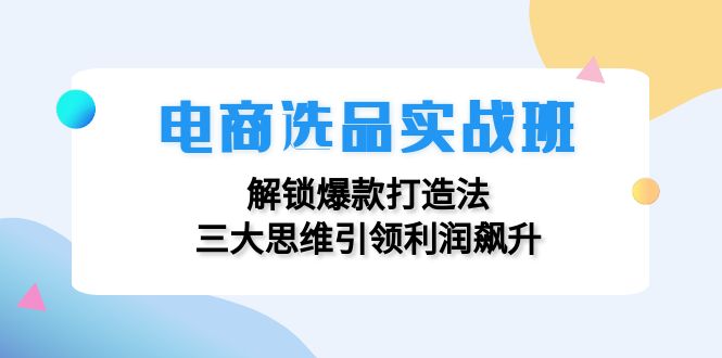 电商选品实战班：解锁爆款打造法，三大思维引领利润飙升-蚂蚁汇资源分享项目网