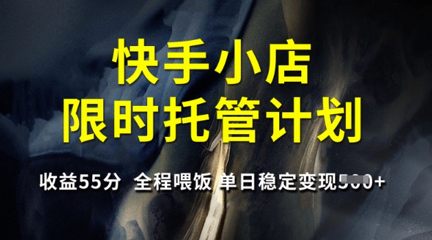 快手小店限时托管计划，收益55分，全程喂饭，单日稳定变现5张【揭秘】-蚂蚁汇资源分享项目网