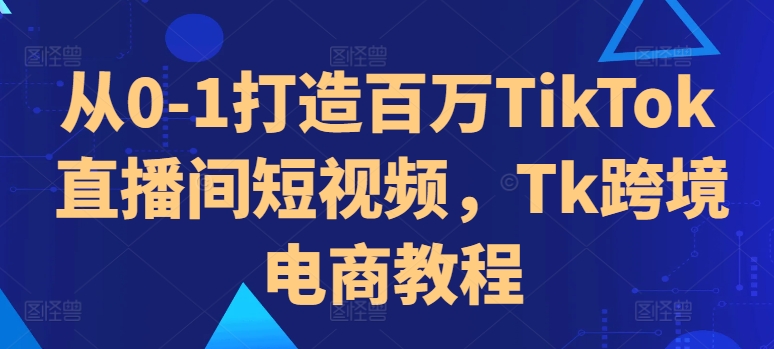 从0-1打造百万TikTok直播间短视频，Tk跨境电商教程-蚂蚁汇资源分享项目网