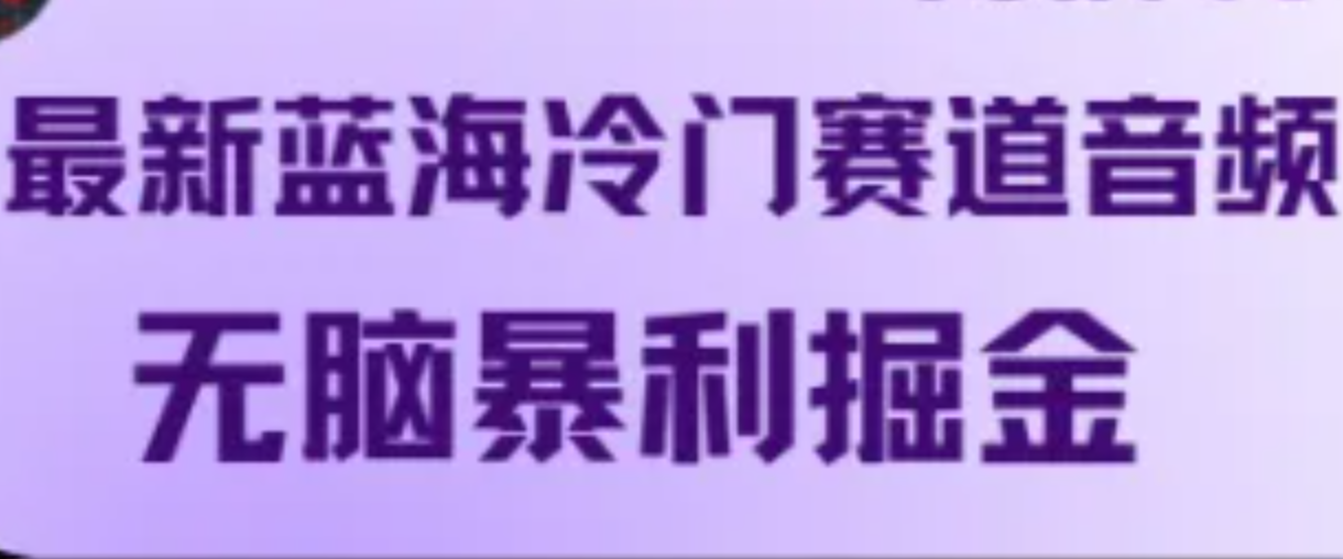 最新蓝海冷门赛道音频，无脑暴利掘金-蚂蚁汇资源分享项目网